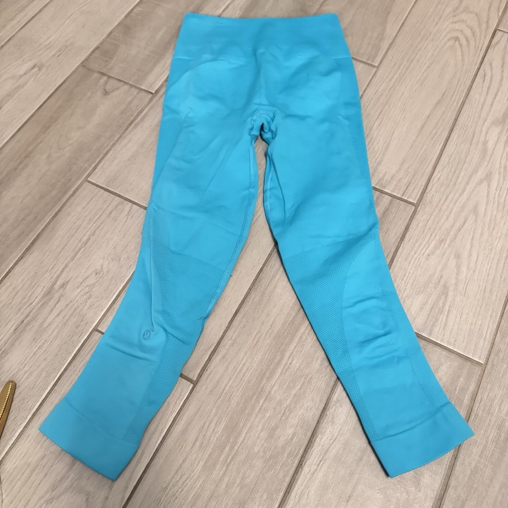Lululemon Zone In Tight Teal Blue 6 Compression Shaping High Rise Leggings - Picture 3 of 10